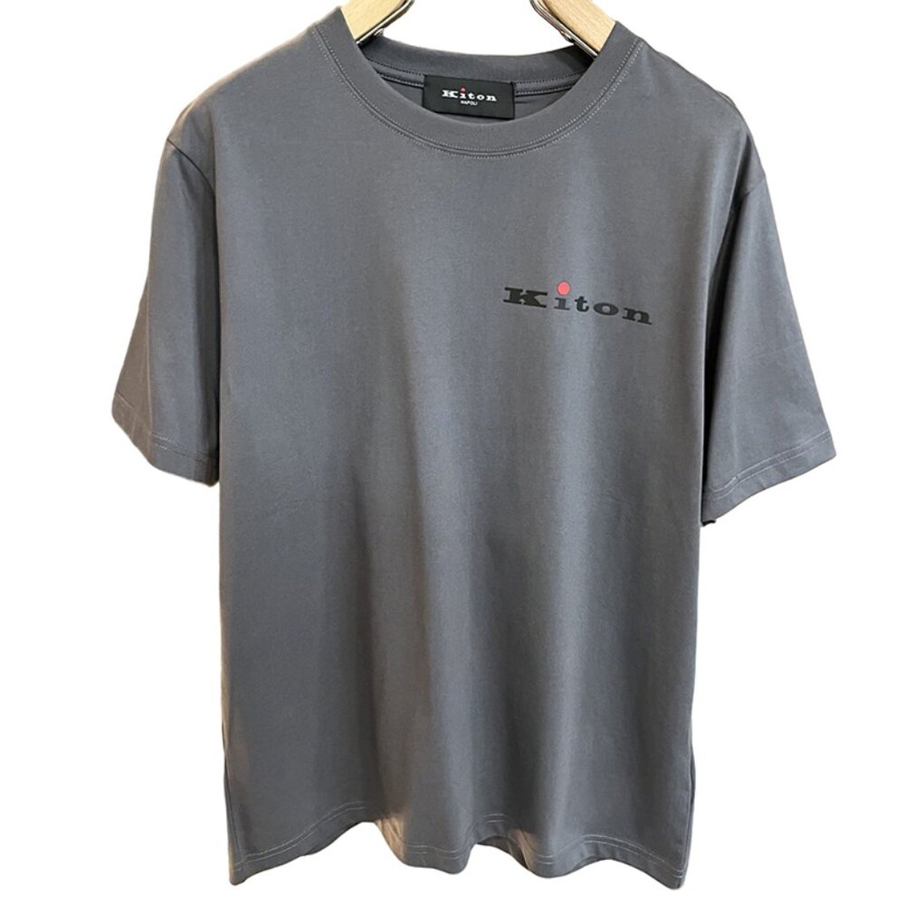 Kiton Grey Printed Crew Neck T-Shirt
